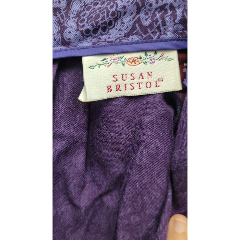 VTG Susan Bristol WOMEN'S skirt purple floral fit&flare pleated rayon‎  SIZE 6 - Picture 5 of 9